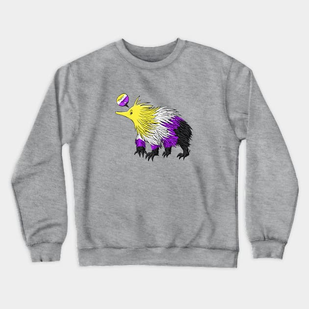 Nonbinary Echidna with Pronouns Crewneck Sweatshirt by manicgremlin